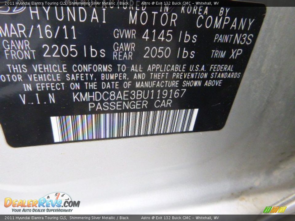 2011 Hyundai Elantra Touring GLS Shimmering Silver Metallic / Black Photo #16