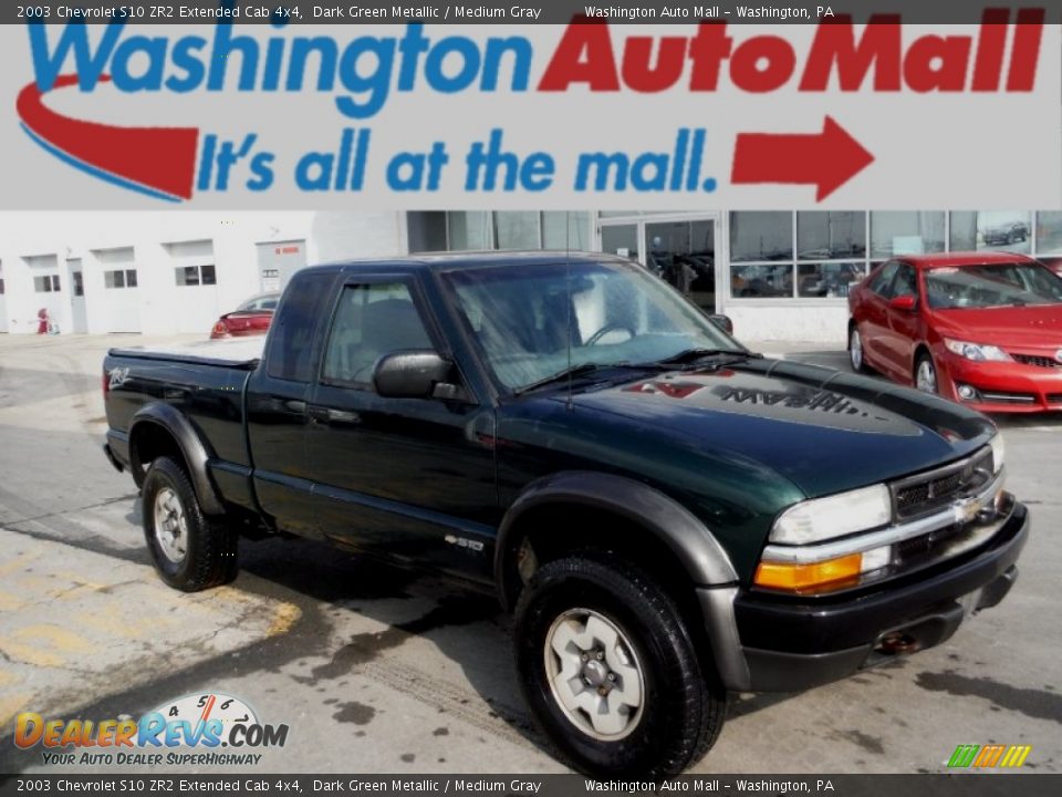 2003 Chevrolet S10 ZR2 Extended Cab 4x4 Dark Green Metallic / Medium Gray Photo #1