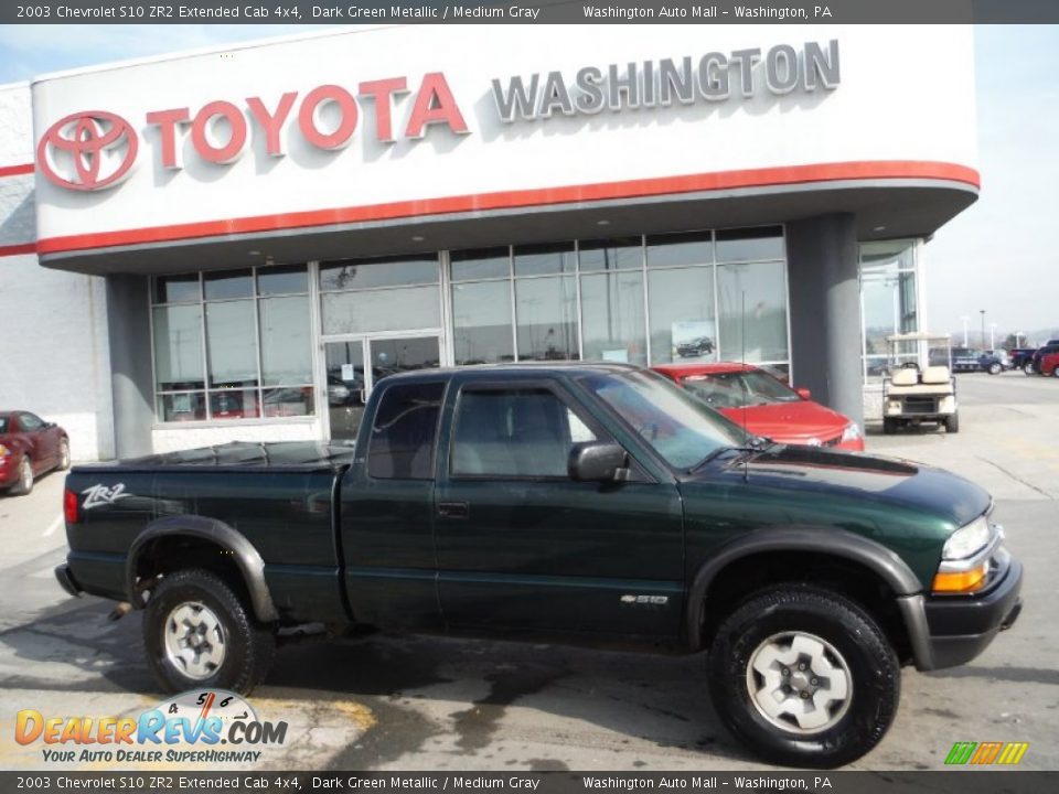 2003 Chevrolet S10 ZR2 Extended Cab 4x4 Dark Green Metallic / Medium Gray Photo #2