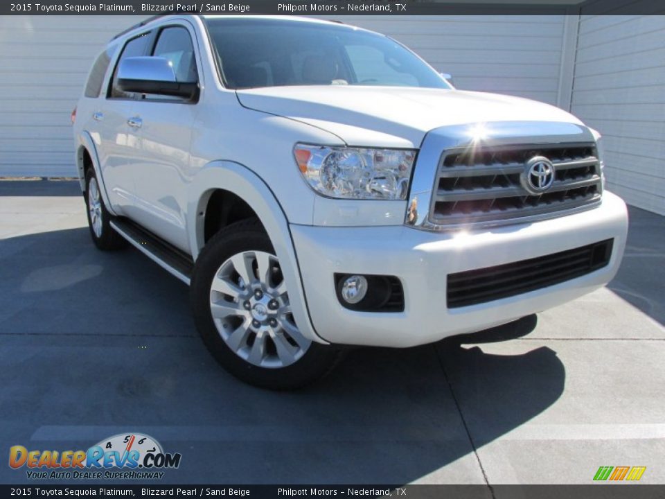 2015 Toyota Sequoia Platinum Blizzard Pearl / Sand Beige Photo #1