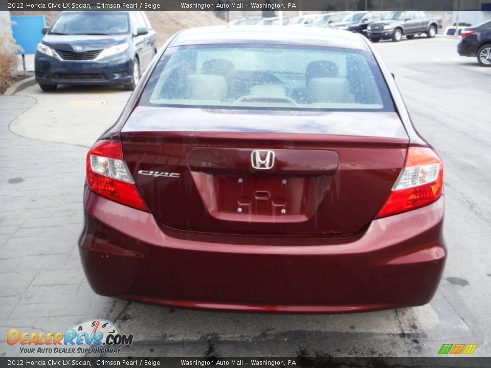 2012 Honda Civic LX Sedan Crimson Pearl / Beige Photo #7