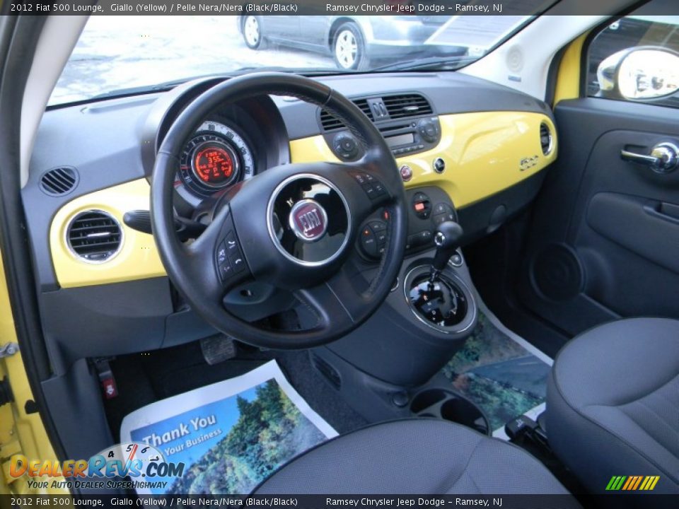 2012 Fiat 500 Lounge Giallo (Yellow) / Pelle Nera/Nera (Black/Black) Photo #14