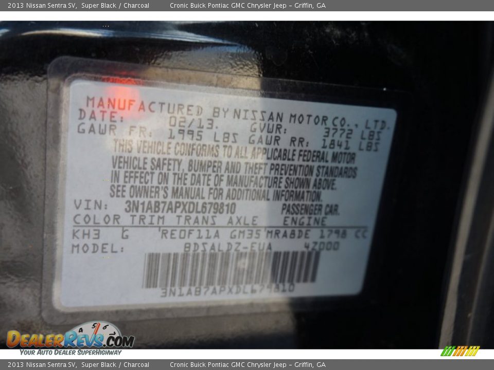 2013 Nissan Sentra SV Super Black / Charcoal Photo #22