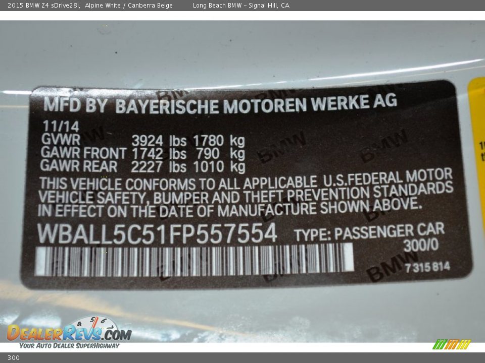 BMW Color Code 300 Alpine White