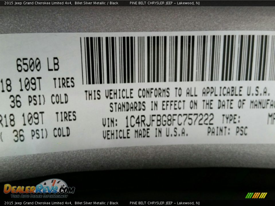 2015 Jeep Grand Cherokee Limited 4x4 Billet Silver Metallic / Black Photo #9