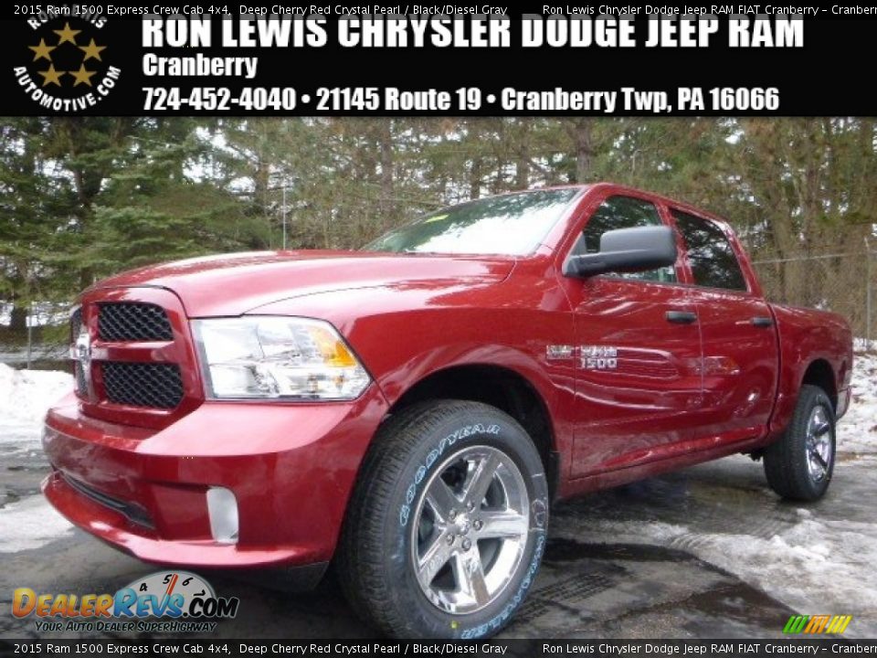 2015 Ram 1500 Express Crew Cab 4x4 Deep Cherry Red Crystal Pearl / Black/Diesel Gray Photo #1