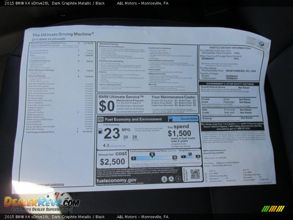 2015 BMW X4 xDrive28i Dark Graphite Metallic / Black Photo #14