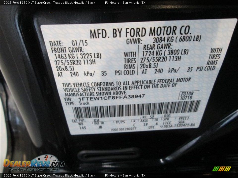 2015 Ford F150 XLT SuperCrew Tuxedo Black Metallic / Black Photo #14