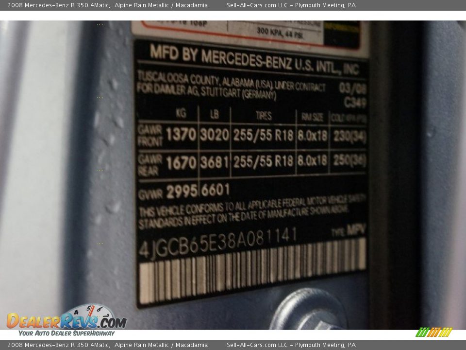 2008 Mercedes-Benz R 350 4Matic Alpine Rain Metallic / Macadamia Photo #14