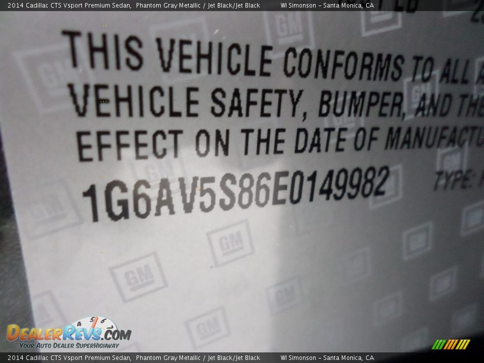 2014 Cadillac CTS Vsport Premium Sedan Phantom Gray Metallic / Jet Black/Jet Black Photo #25