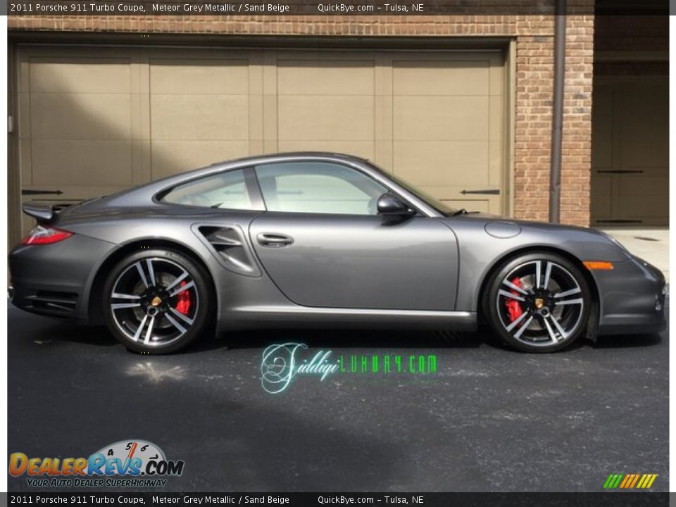 2011 Porsche 911 Turbo Coupe Meteor Grey Metallic / Sand Beige Photo #9