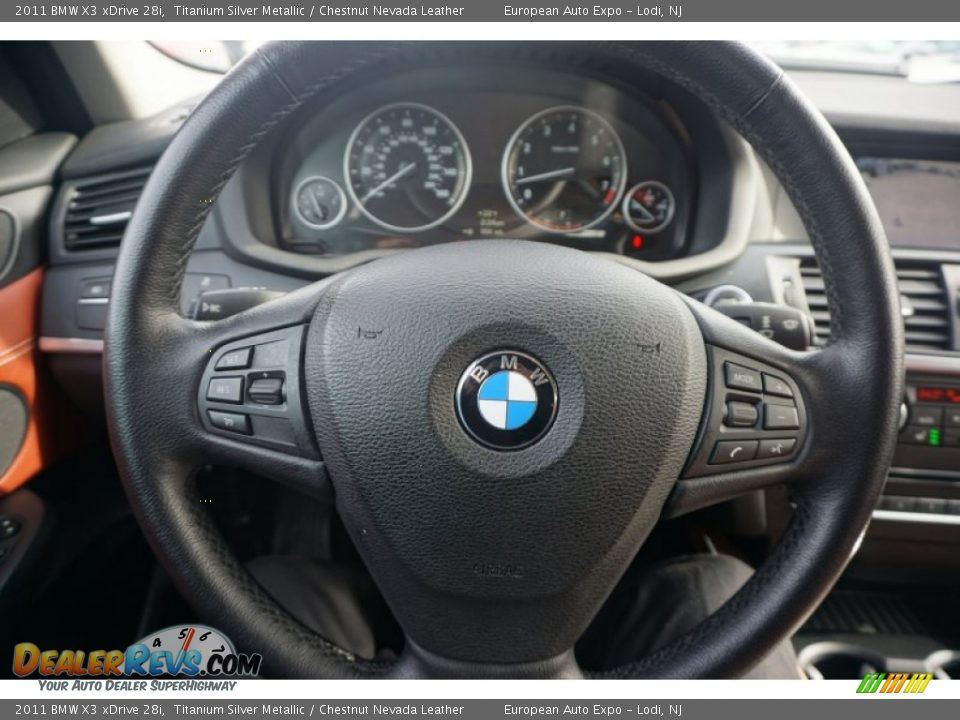 2011 BMW X3 xDrive 28i Titanium Silver Metallic / Chestnut Nevada Leather Photo #14