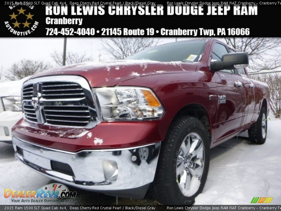 2015 Ram 1500 SLT Quad Cab 4x4 Deep Cherry Red Crystal Pearl / Black/Diesel Gray Photo #1