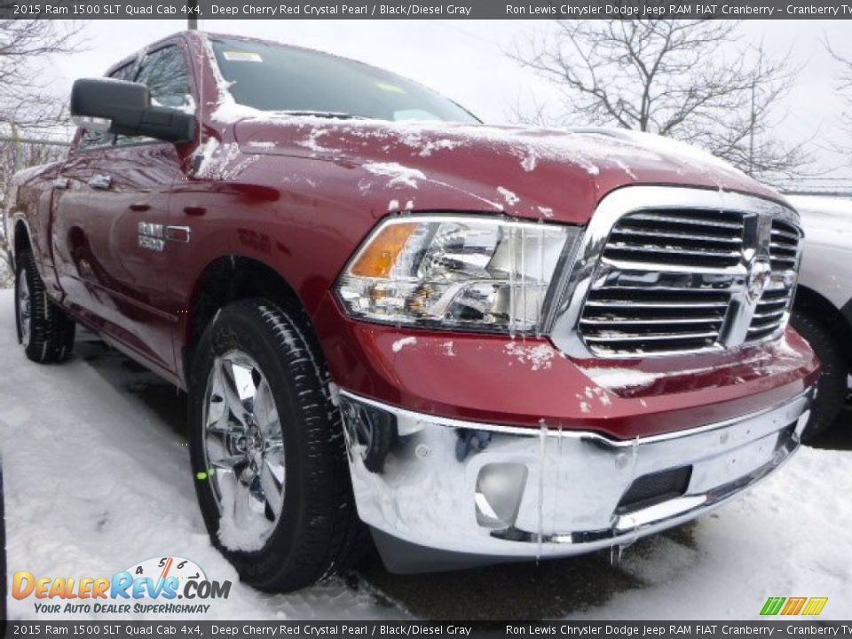 2015 Ram 1500 SLT Quad Cab 4x4 Deep Cherry Red Crystal Pearl / Black/Diesel Gray Photo #3