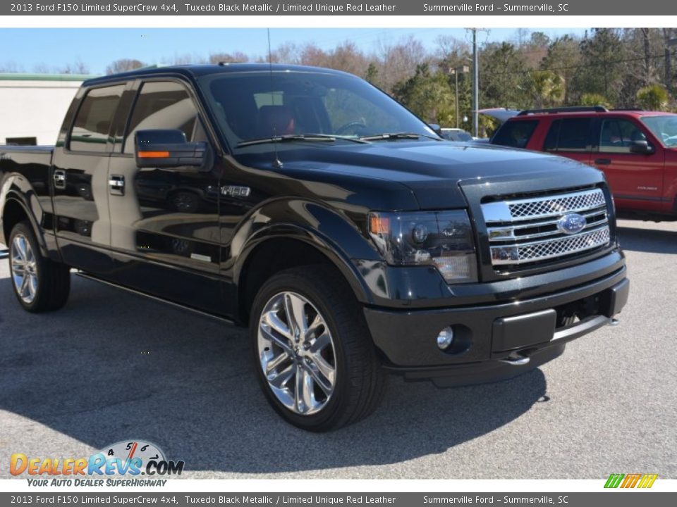 2013 Ford F150 Limited SuperCrew 4x4 Tuxedo Black Metallic / Limited Unique Red Leather Photo #1