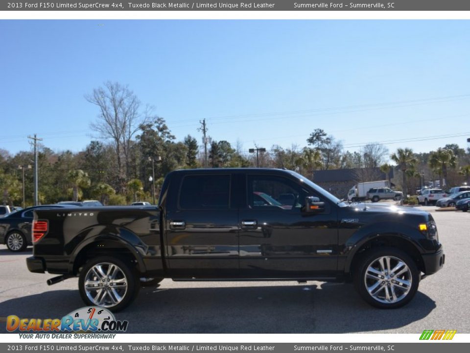 2013 Ford F150 Limited SuperCrew 4x4 Tuxedo Black Metallic / Limited Unique Red Leather Photo #2