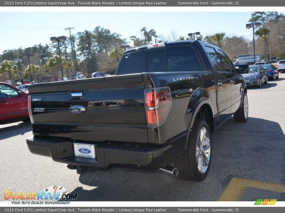 2013 Ford F150 Limited SuperCrew 4x4 Tuxedo Black Metallic / Limited Unique Red Leather Photo #3