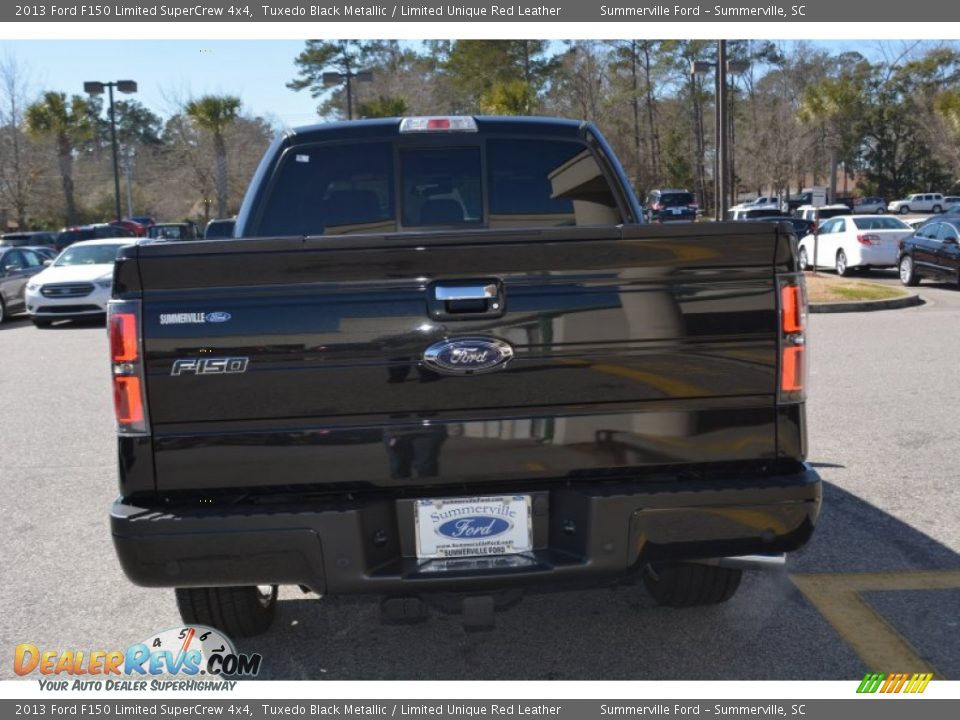 2013 Ford F150 Limited SuperCrew 4x4 Tuxedo Black Metallic / Limited Unique Red Leather Photo #4