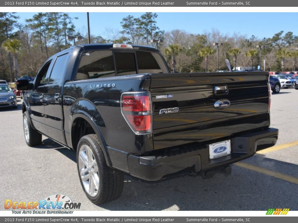 2013 Ford F150 Limited SuperCrew 4x4 Tuxedo Black Metallic / Limited Unique Red Leather Photo #5