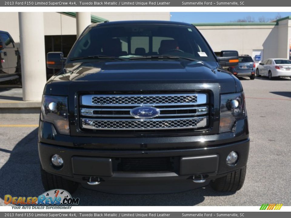 2013 Ford F150 Limited SuperCrew 4x4 Tuxedo Black Metallic / Limited Unique Red Leather Photo #8