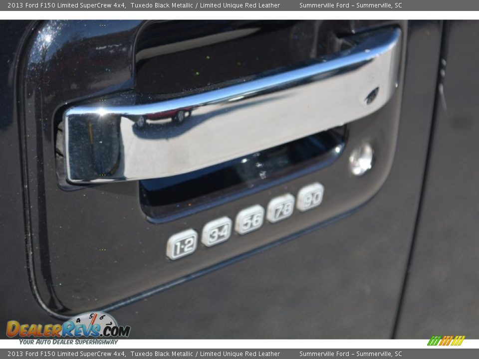 2013 Ford F150 Limited SuperCrew 4x4 Tuxedo Black Metallic / Limited Unique Red Leather Photo #10