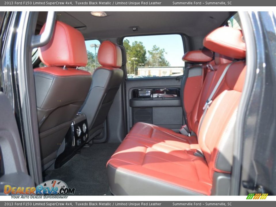 2013 Ford F150 Limited SuperCrew 4x4 Tuxedo Black Metallic / Limited Unique Red Leather Photo #11