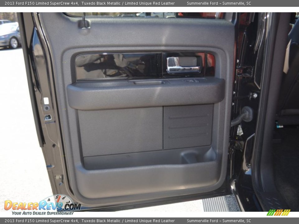 2013 Ford F150 Limited SuperCrew 4x4 Tuxedo Black Metallic / Limited Unique Red Leather Photo #12