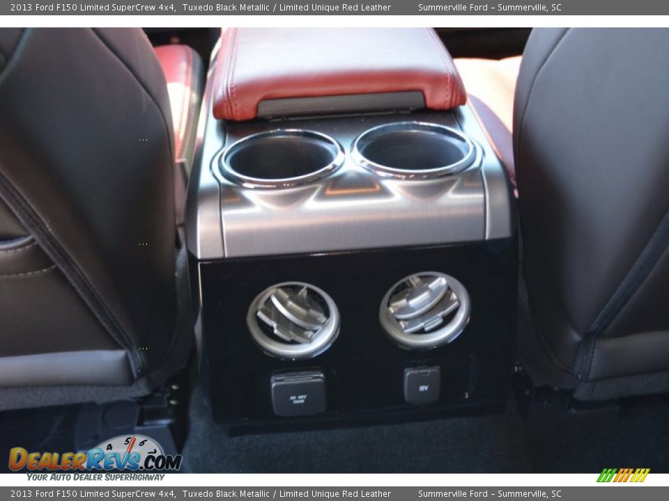 2013 Ford F150 Limited SuperCrew 4x4 Tuxedo Black Metallic / Limited Unique Red Leather Photo #13
