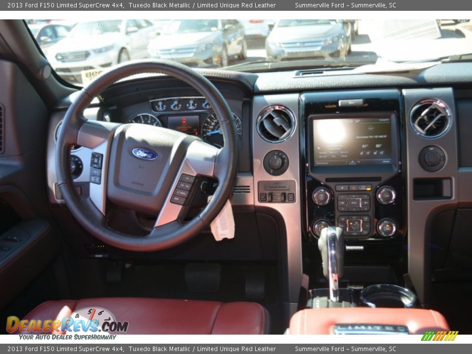 2013 Ford F150 Limited SuperCrew 4x4 Tuxedo Black Metallic / Limited Unique Red Leather Photo #15