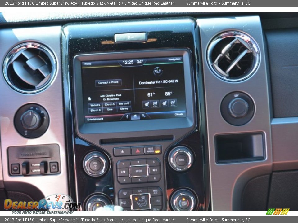 2013 Ford F150 Limited SuperCrew 4x4 Tuxedo Black Metallic / Limited Unique Red Leather Photo #16