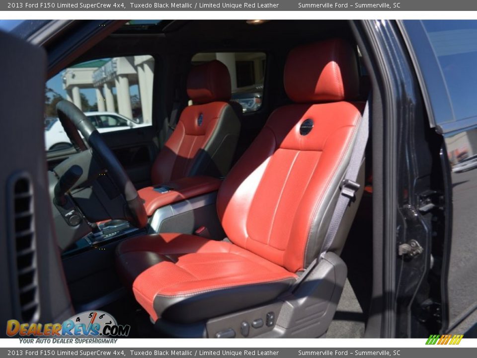 2013 Ford F150 Limited SuperCrew 4x4 Tuxedo Black Metallic / Limited Unique Red Leather Photo #19