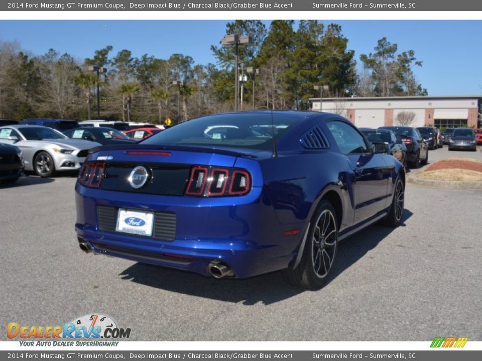 2014 Ford Mustang GT Premium Coupe Deep Impact Blue / Charcoal Black/Grabber Blue Accent Photo #3