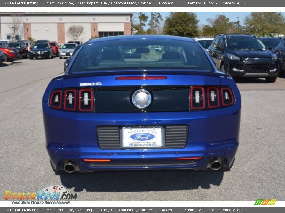 2014 Ford Mustang GT Premium Coupe Deep Impact Blue / Charcoal Black/Grabber Blue Accent Photo #4