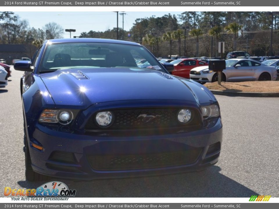 2014 Ford Mustang GT Premium Coupe Deep Impact Blue / Charcoal Black/Grabber Blue Accent Photo #9