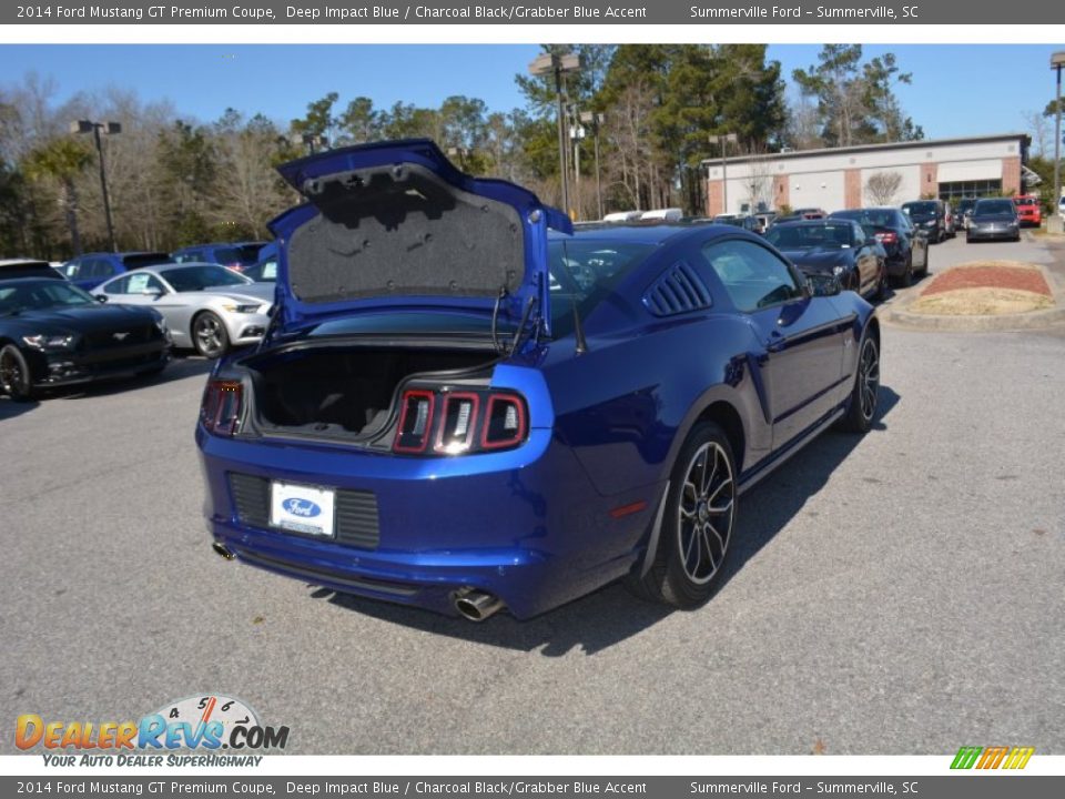 2014 Ford Mustang GT Premium Coupe Deep Impact Blue / Charcoal Black/Grabber Blue Accent Photo #21