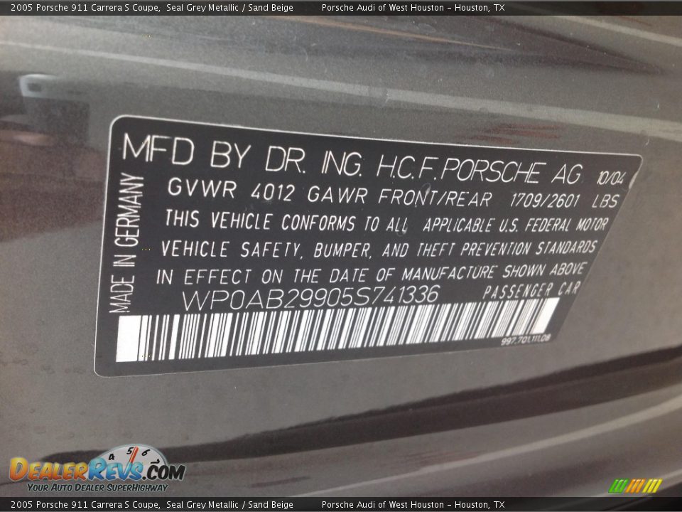 2005 Porsche 911 Carrera S Coupe Seal Grey Metallic / Sand Beige Photo #6