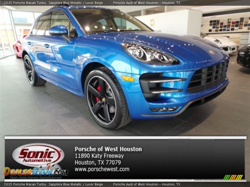 2015 Porsche Macan Turbo Sapphire Blue Metallic / Luxor Beige Photo #1