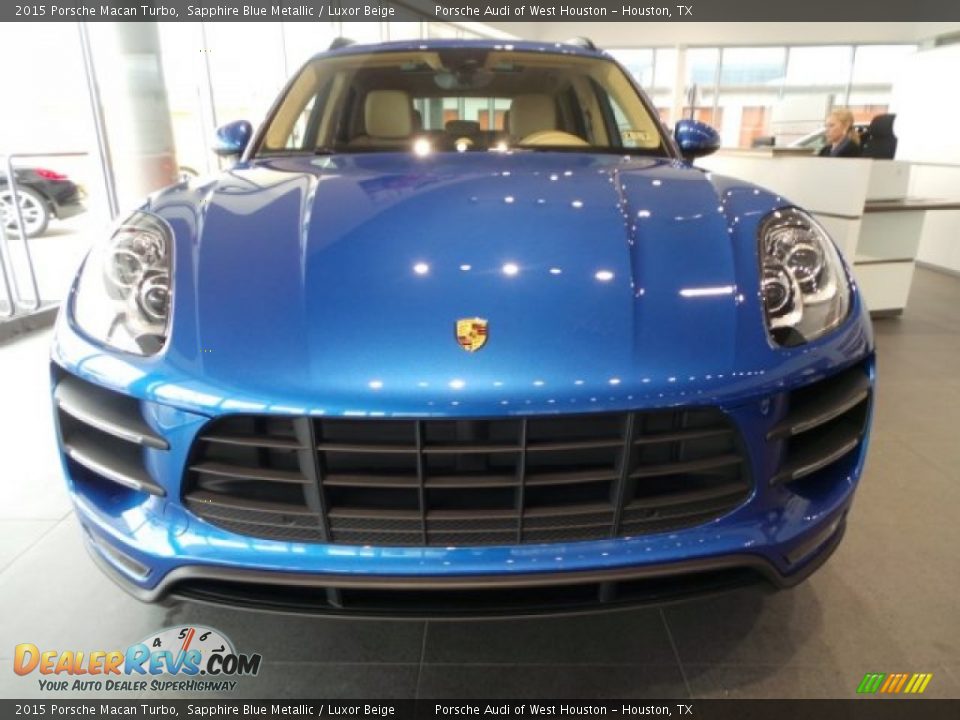 2015 Porsche Macan Turbo Sapphire Blue Metallic / Luxor Beige Photo #2