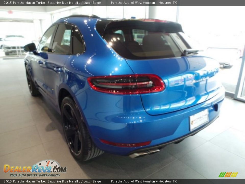 2015 Porsche Macan Turbo Sapphire Blue Metallic / Luxor Beige Photo #4