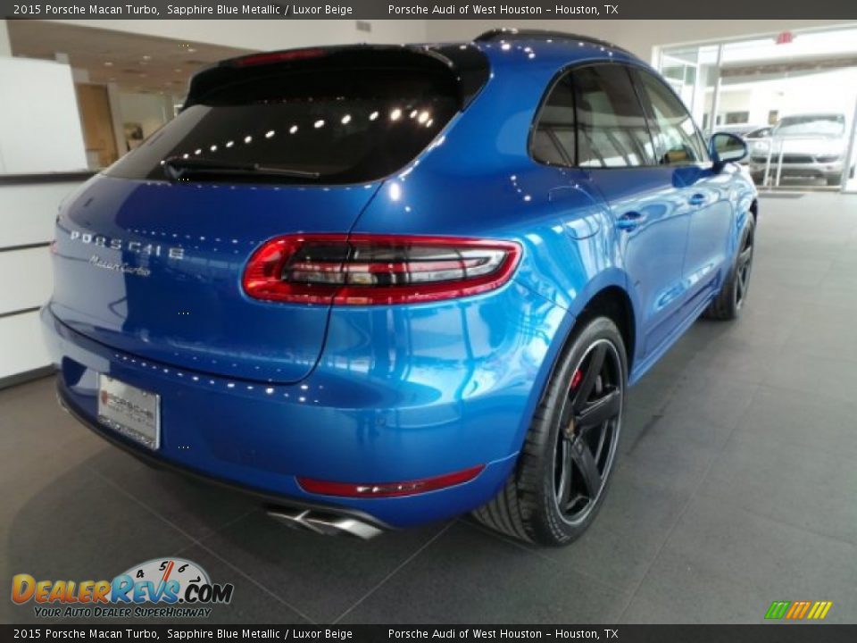 2015 Porsche Macan Turbo Sapphire Blue Metallic / Luxor Beige Photo #6