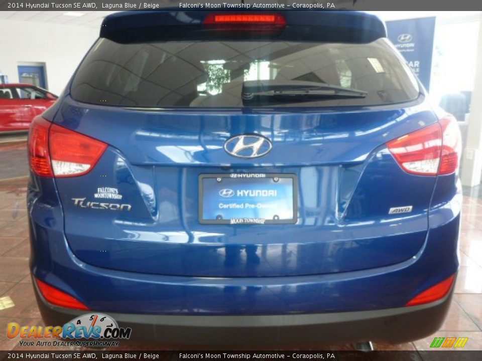 2014 Hyundai Tucson SE AWD Laguna Blue / Beige Photo #8