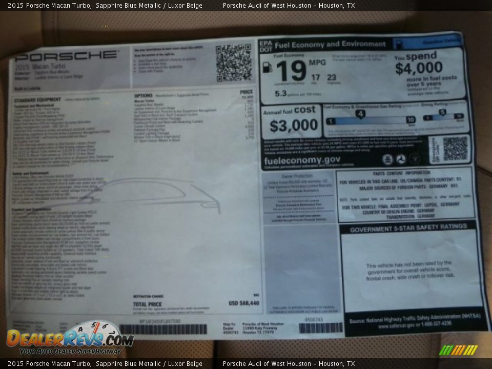 2015 Porsche Macan Turbo Window Sticker Photo #30