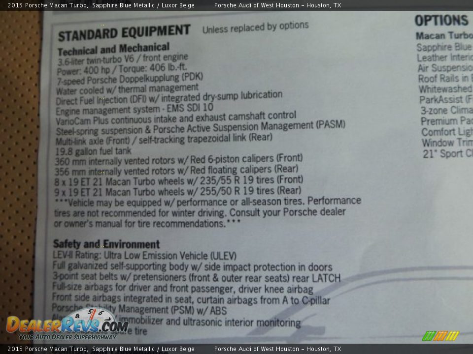 2015 Porsche Macan Turbo Window Sticker Photo #32