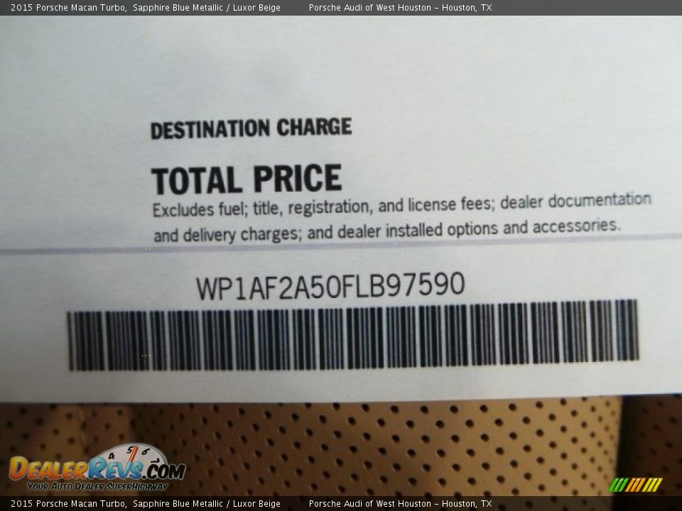 2015 Porsche Macan Turbo Sapphire Blue Metallic / Luxor Beige Photo #34