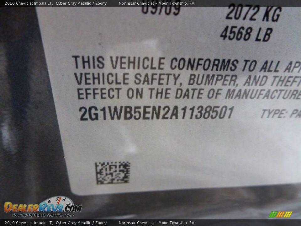 2010 Chevrolet Impala LT Cyber Gray Metallic / Ebony Photo #12