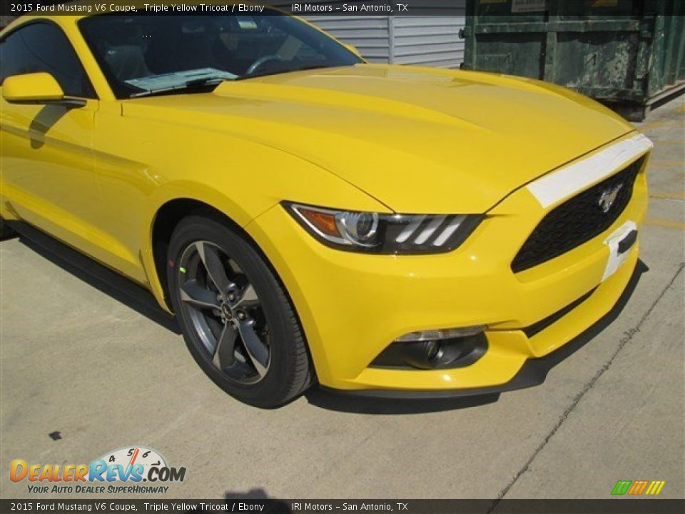 2015 Ford Mustang V6 Coupe Triple Yellow Tricoat / Ebony Photo #15