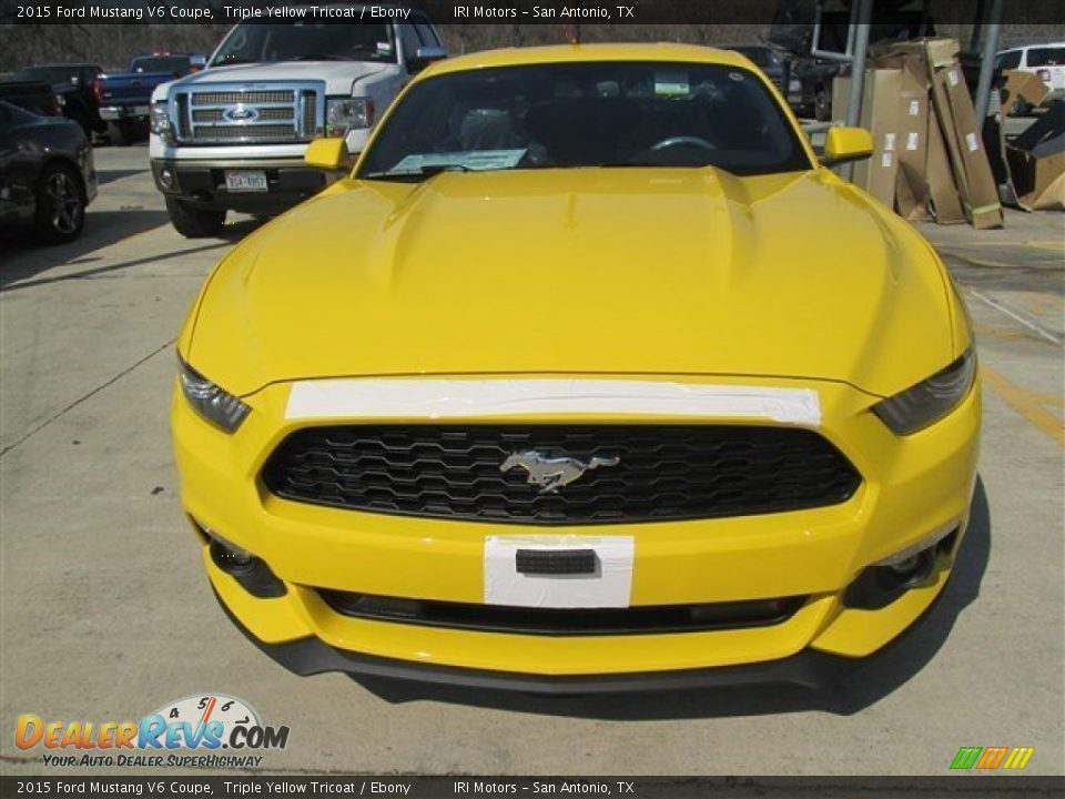 2015 Ford Mustang V6 Coupe Triple Yellow Tricoat / Ebony Photo #17