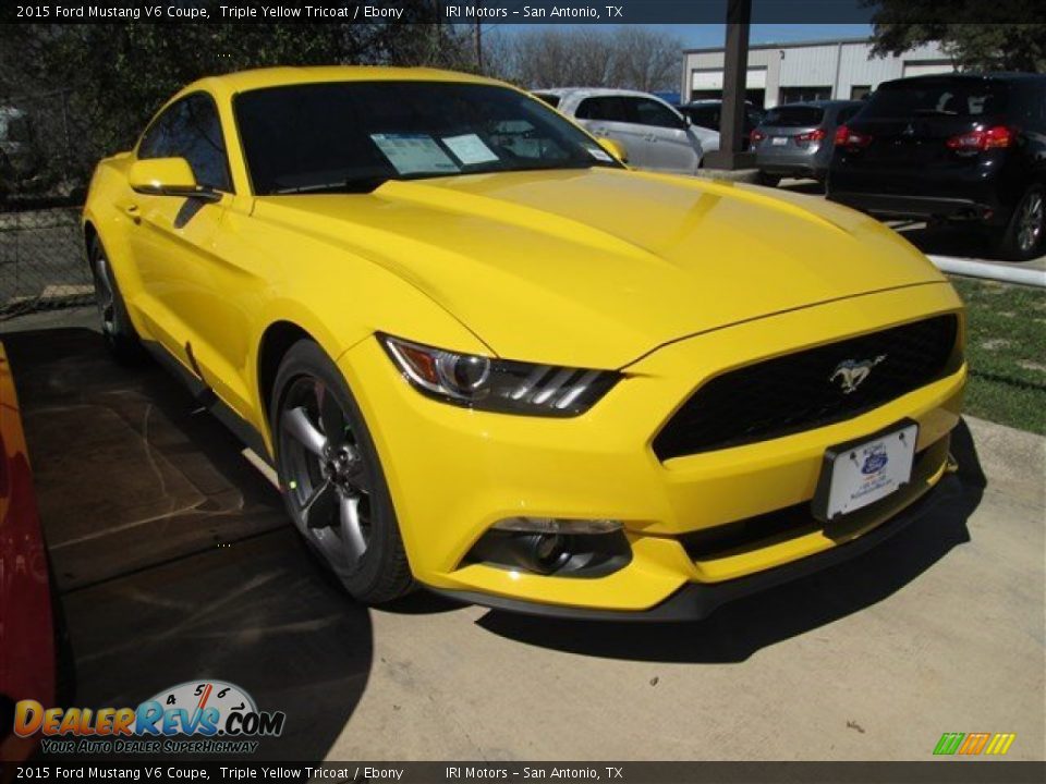 2015 Ford Mustang V6 Coupe Triple Yellow Tricoat / Ebony Photo #21