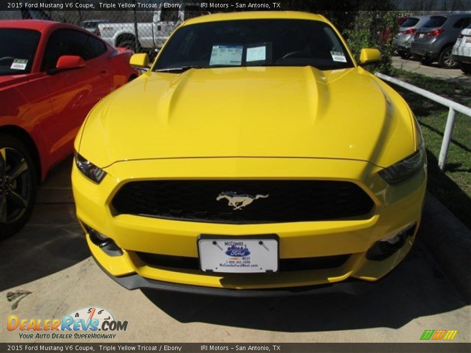 2015 Ford Mustang V6 Coupe Triple Yellow Tricoat / Ebony Photo #24