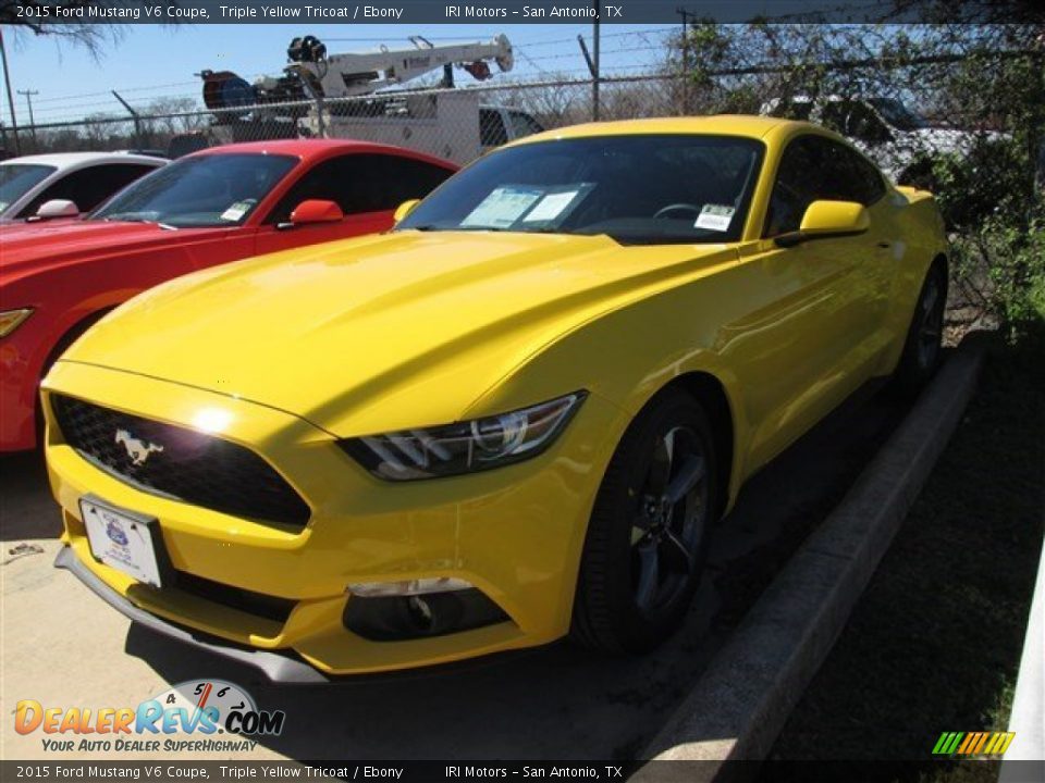 2015 Ford Mustang V6 Coupe Triple Yellow Tricoat / Ebony Photo #25